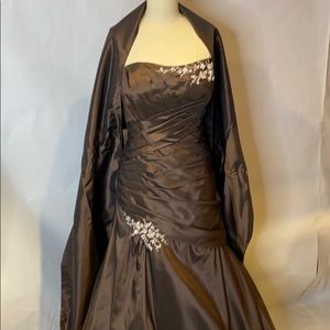 Strapless taffeta gown